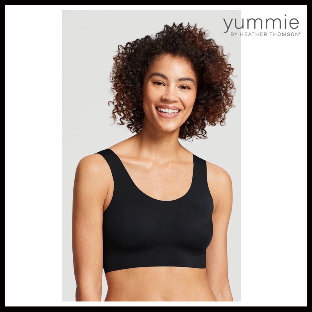 BLACK CROP BRALETTE SHAPER TANK TOP BRA A3C - Picture 8 of 8